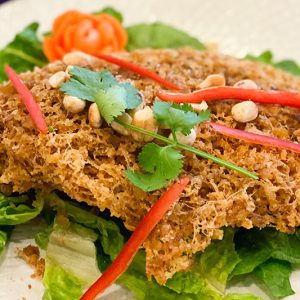 Pla dook flo (crispy catfish salad)